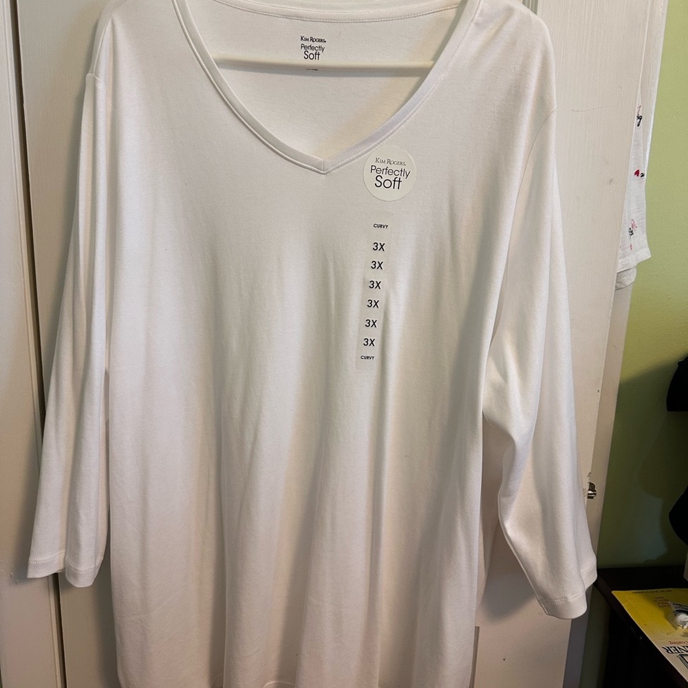 Kim Rogers white V-Neck Top